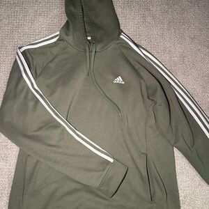Adidas Olive Hoodie with White Accents